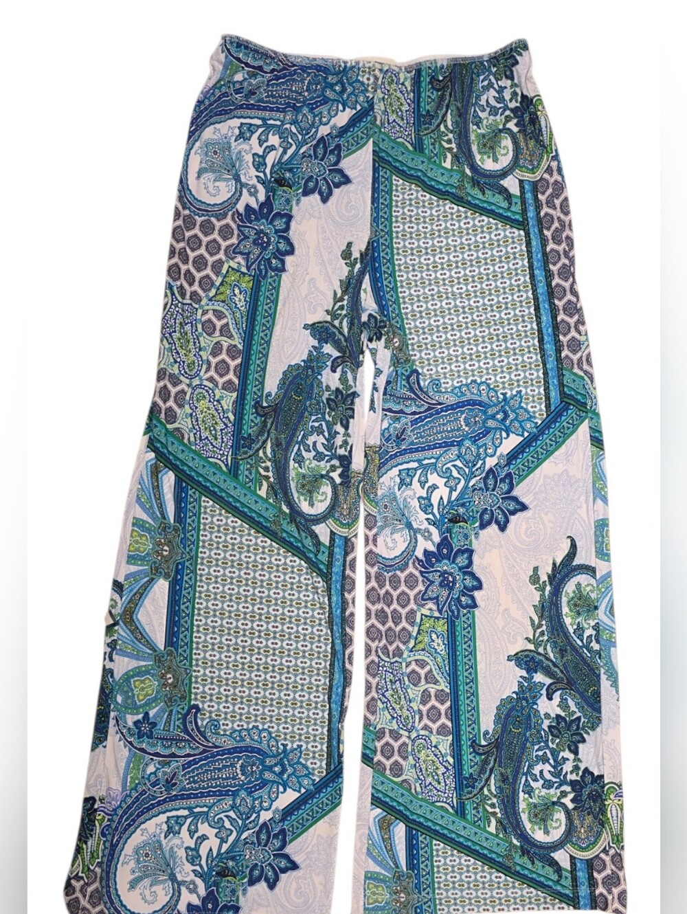 Boho Paisley Wide-Leg Soft Pants Elastic Waist Chicos 1